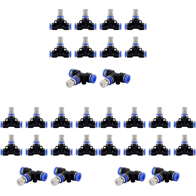 

ABXF-Misting Nozzle Kit 1/4-Inch With Nozzle Spray Cooling Device Connectors For Outdoor Water Mister Cooling System 30Pcs