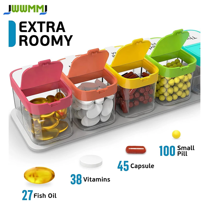 1Pcs Extra Large Weekly Pill Organizer,Pill Box 7 Day Am Pm to Hold Daily Medicine Vitamin and Supplements for Elders