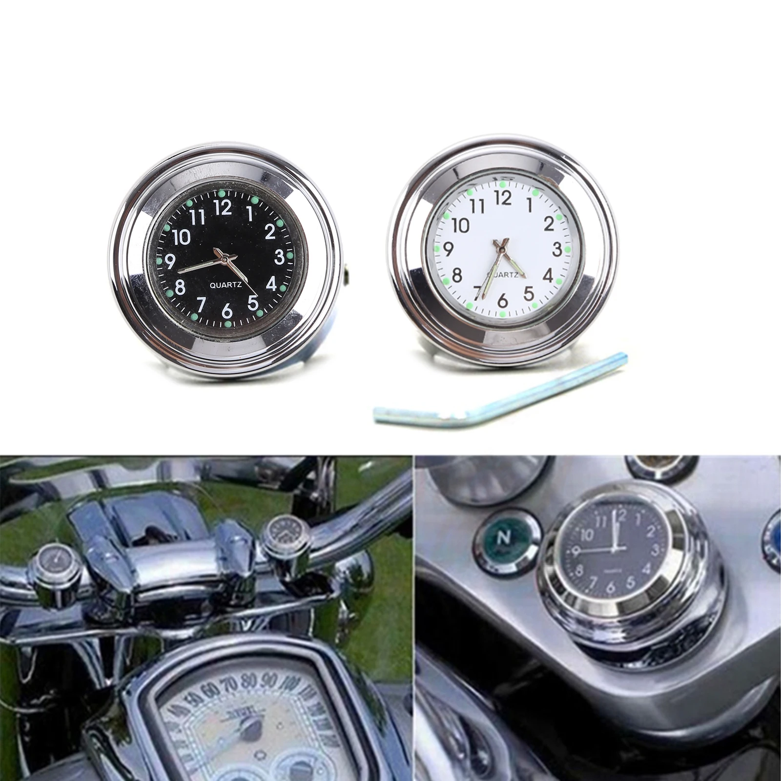 Universal Motorcycle Bike Clock Dustproof Dial-Quartz Clock Waterproof Handlebar Mount Watch Motorcycle Timetable Clock