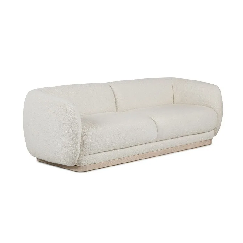 Living room three-person sofa Italian designer cream curved hotel sofa