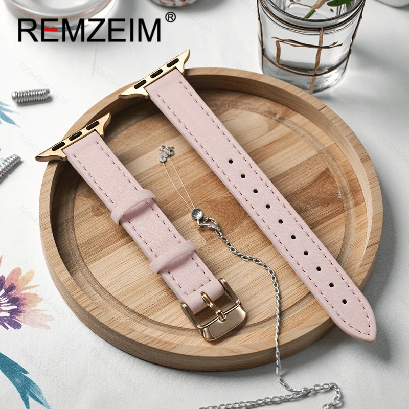 Modisches Damen-Uhrenarmband für Apple Watch 1–10, Ultra SE 2, weiche, dünne Leder-Uhrenarmbänder für IWatch 38–49 mm