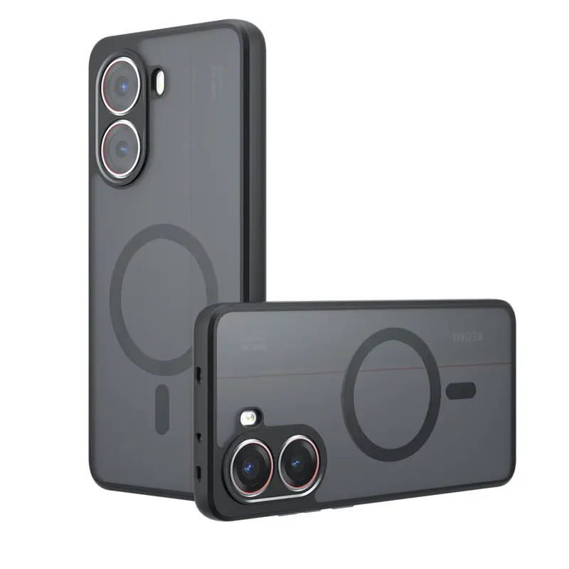 حافظة لهاتف Magsafe مقاومة للصدمات غير لامعة لهاتف POCO X7 Pro Xiaomi Redmi Turbo 4 غطاء مغناطيسي غير لامع غلاف هاتف