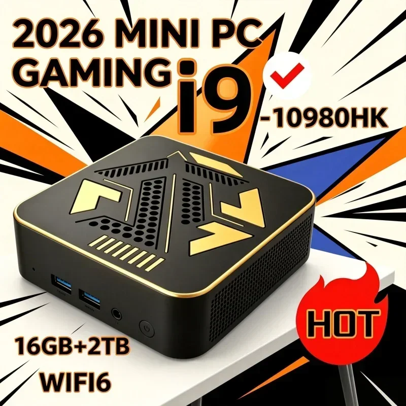 Vigorous Core I9 10980HK Portable Mini PC, WiFi6 BT5.2, Dual Gigabit Ports, 4K Multi Display Compact Host for Office Daily