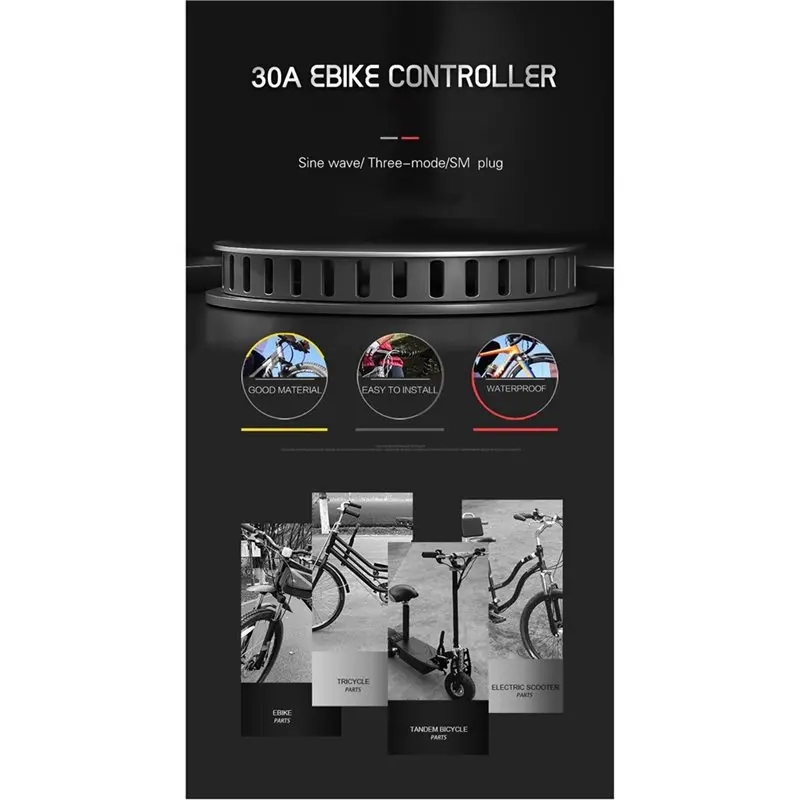 SW900 Display 30A Brushless Controller Three Mode 24V 36V 48V Sine Wave For E-Bike Conversion Kit-Y41A