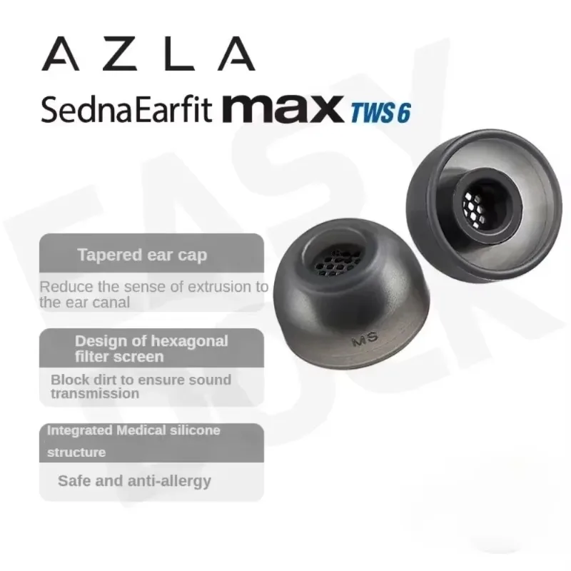AZLA SednaEarfit Max TWS6 Tampões de ouvido médicos antialérgicos de silicone para Gemini II INZONE Buds Sennheiser TWS 6 Filtro de poeira