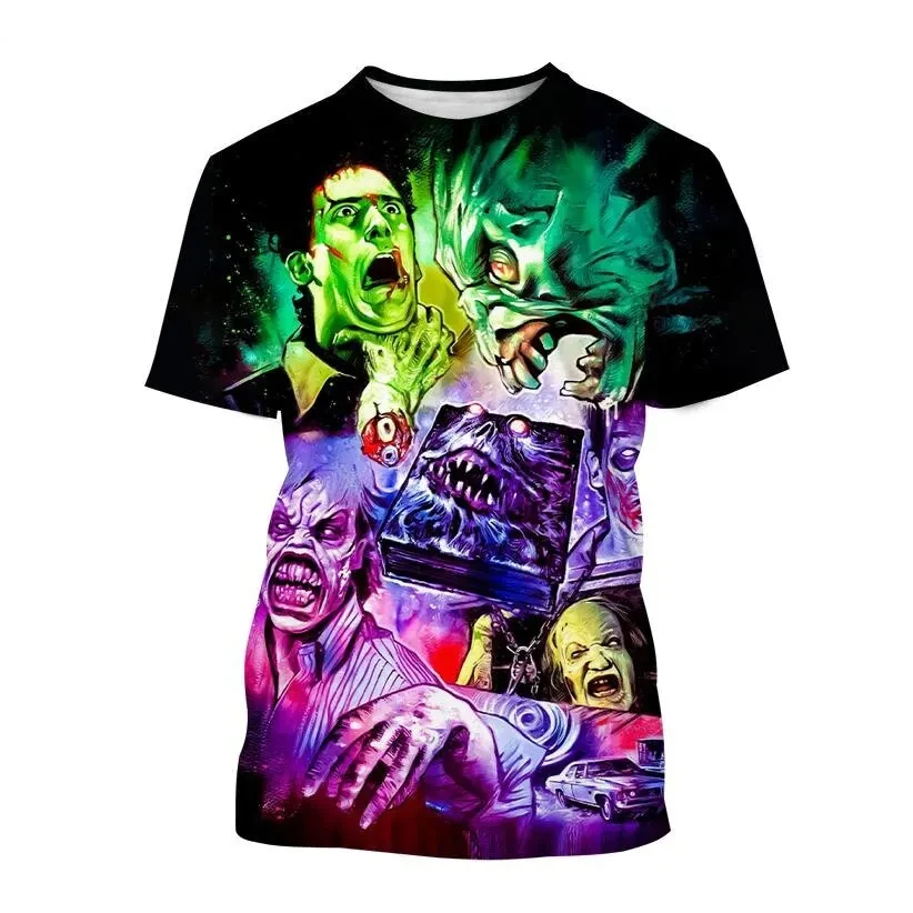 Horror Movie The Evil Dead 3D Print Men T-Shirt Summer Scary Hip-hop Streetwear Fashion Outdoor Breathable Unisex Short Sleeve