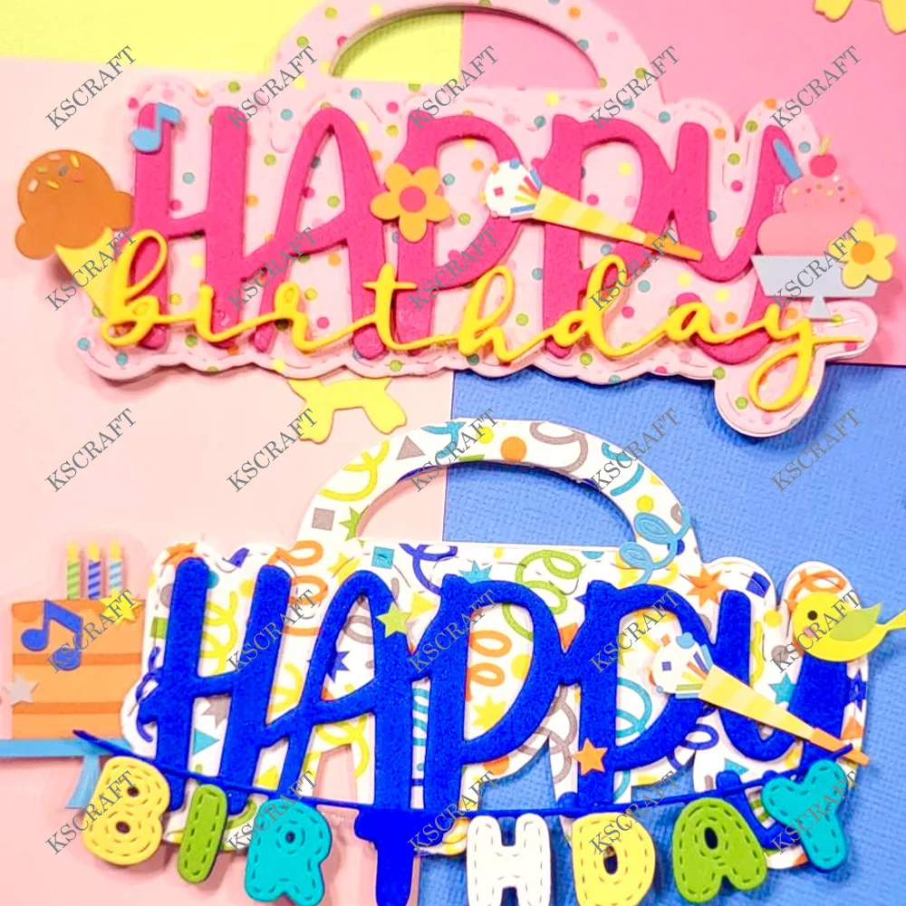 KSCRAFT Happy Birthday Bag Topper Cutting Dies Stencils for DIY Scrapbooking Decorative Embossing DIY Paper Cards