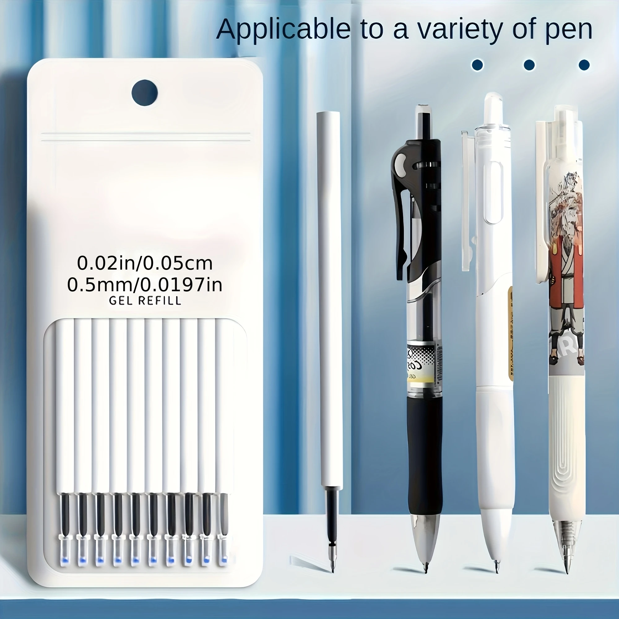 

50pcs of 0.5mm black gel ink supplement,large capacity, smooth writing, compatible with various retractable pens, medium pen tip