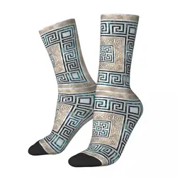 Funny Greek Key Ornament Greek Meander Abalone Skateboard Socks Polyester Long Socks for Women Men