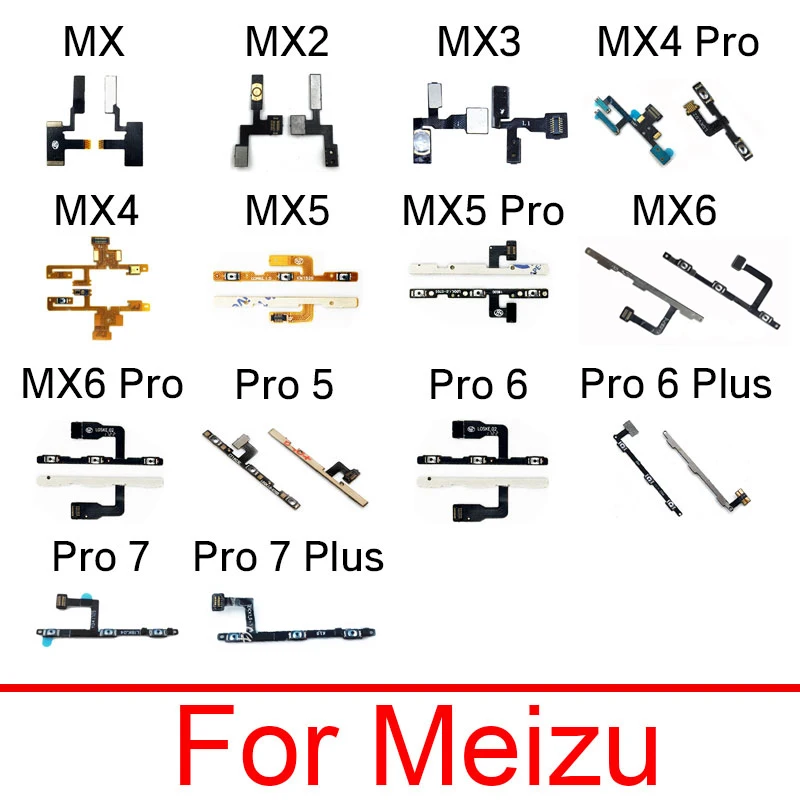 On/Off Power Volume Flex Cable For Meizu MX MX2 MX3 MX4 MX5 MX6 Pro 5 6 7 Plus Power Volume Control Switch Flex Ribbon Parts