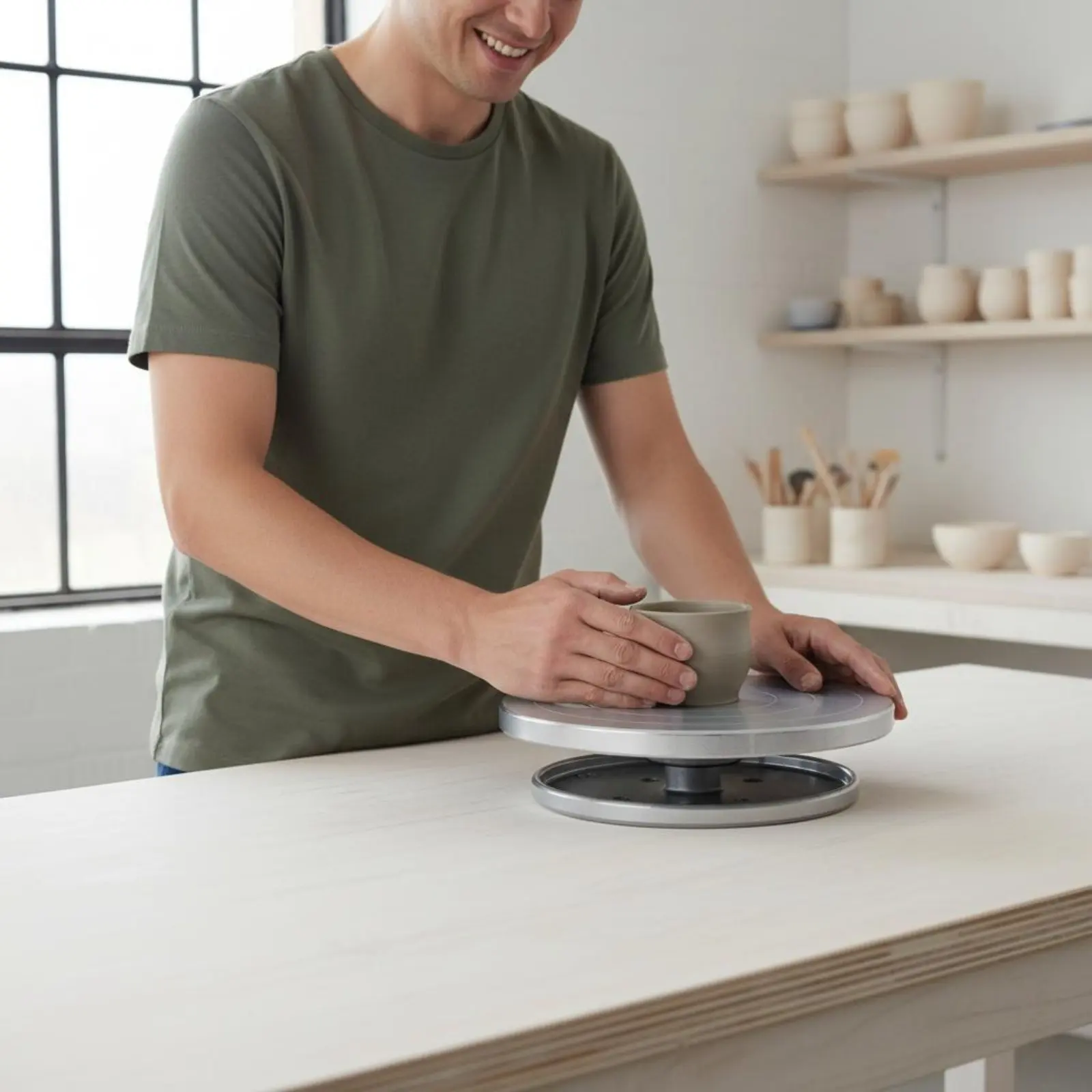 

Алюминиевая вращающаяся подставка для глины, универсальная, для лепки, ручная, долговечная, для художников