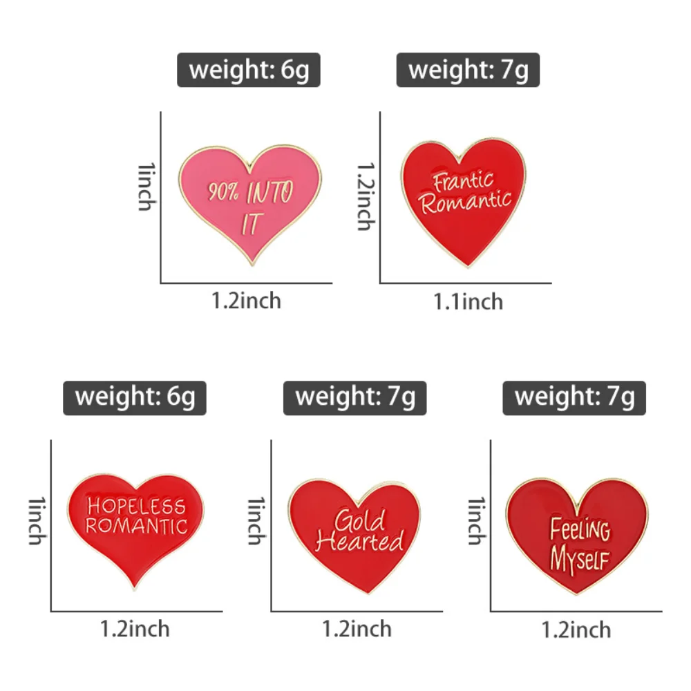 Red Heart-shaped Letter Brooch Girl Heart Sentence Pin Sweatshirt Bag Personalized Decoration Valentine's Day Best Friend Gift