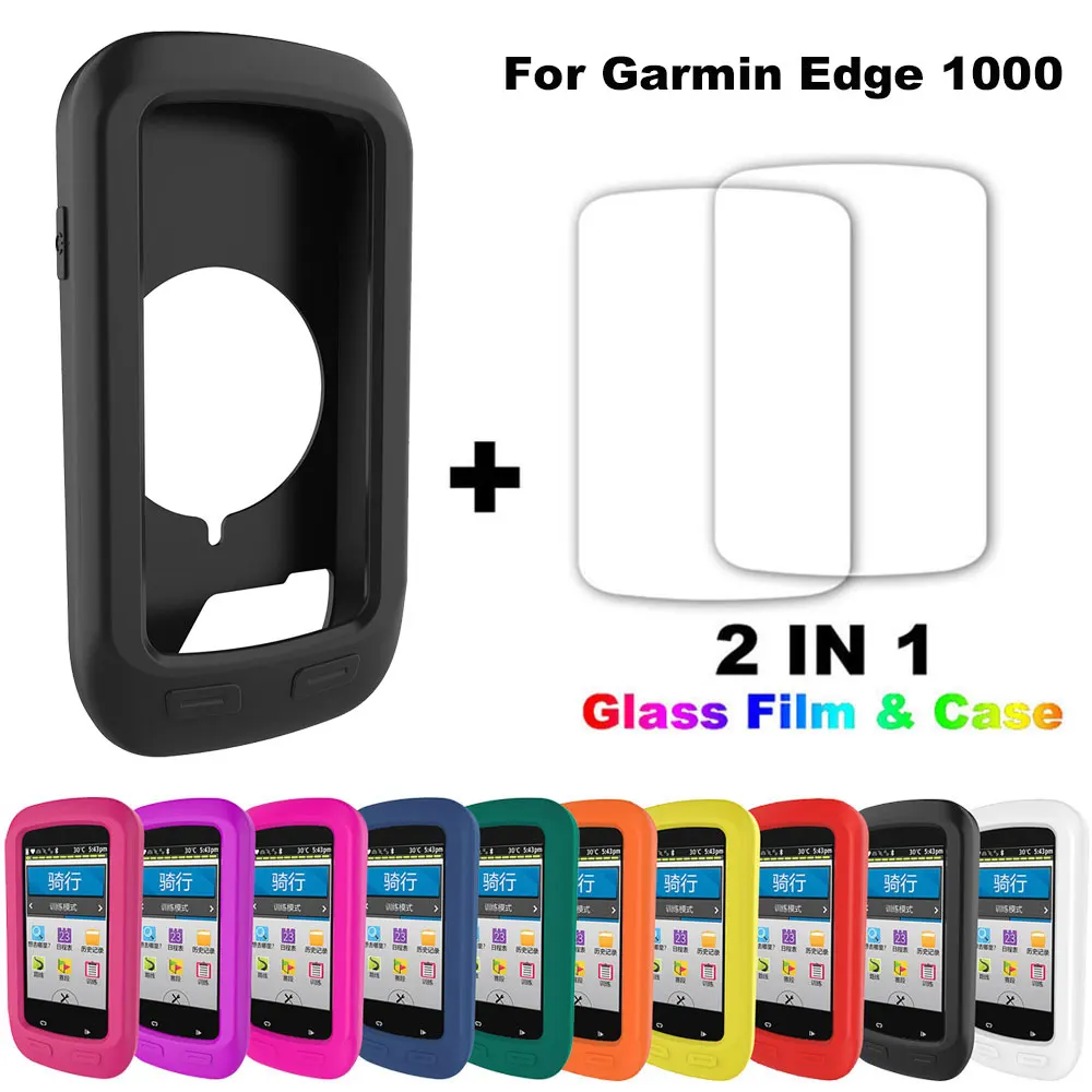 Voor Garmin Edge 1000 Siliconen Gps Fietscomputer Schermbescherming Cyclocomputer Beschermhoes Cover Met Glasfilm