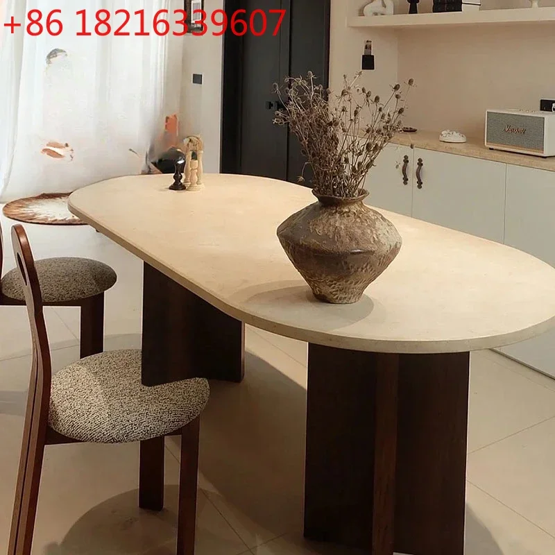 

Обеденный стол TAO Nordic Long Natural Table из натурального дерева, белый, маслоотталкивающий, в европейском стиле, с каменной/мраморной столешницей, современный комплект мебели для столовой