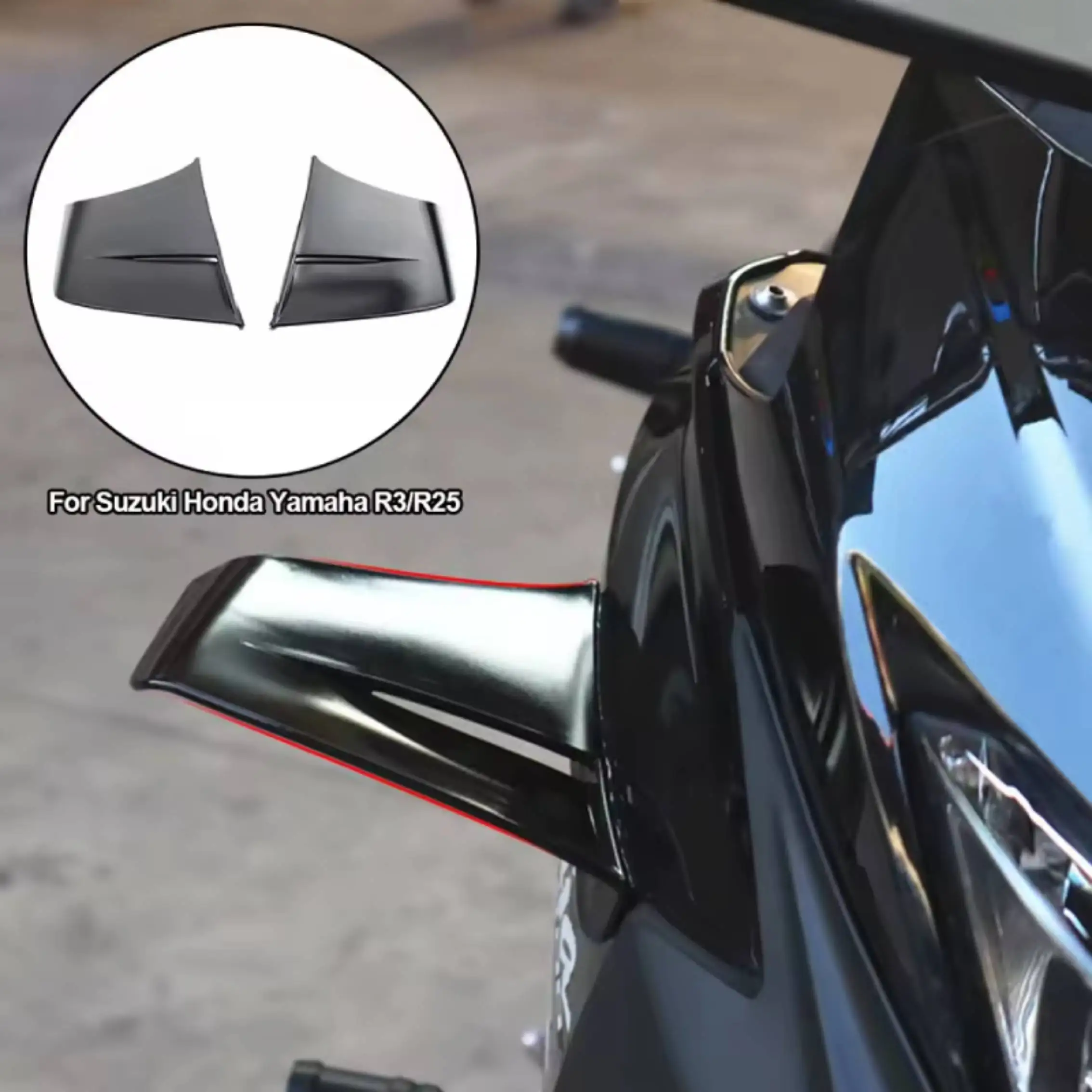 1 Pair Universal Winglet Aerodynamic Wing Kit Spoiler Moto Decoration Motorcycle Spoilers Trim Sticker Matte Black/Glossy Black