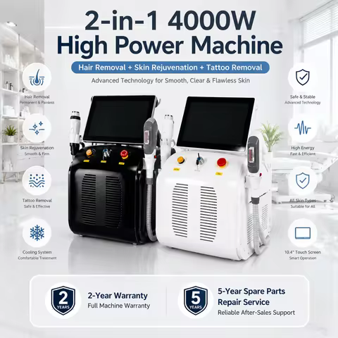2In1 Soprano Titanium Ice Platinum Diode 755 808 940 1064nm 4 Wavelength Laser ND YAG Machine Painless Hair Removal