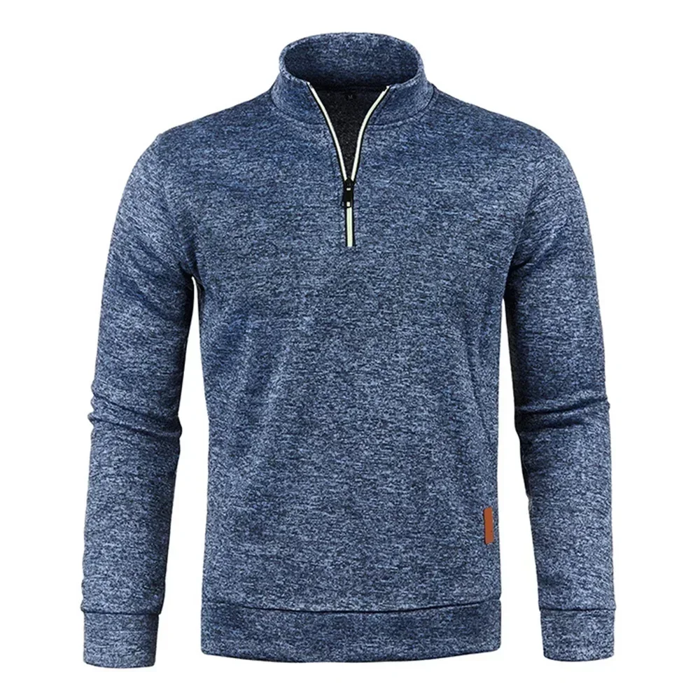 Men's Stand Collar Half Zipper Running Jackets Twist Knit Sports Pullover Male Autumn Thick Gym Fitness Sweatshirts Sportswear