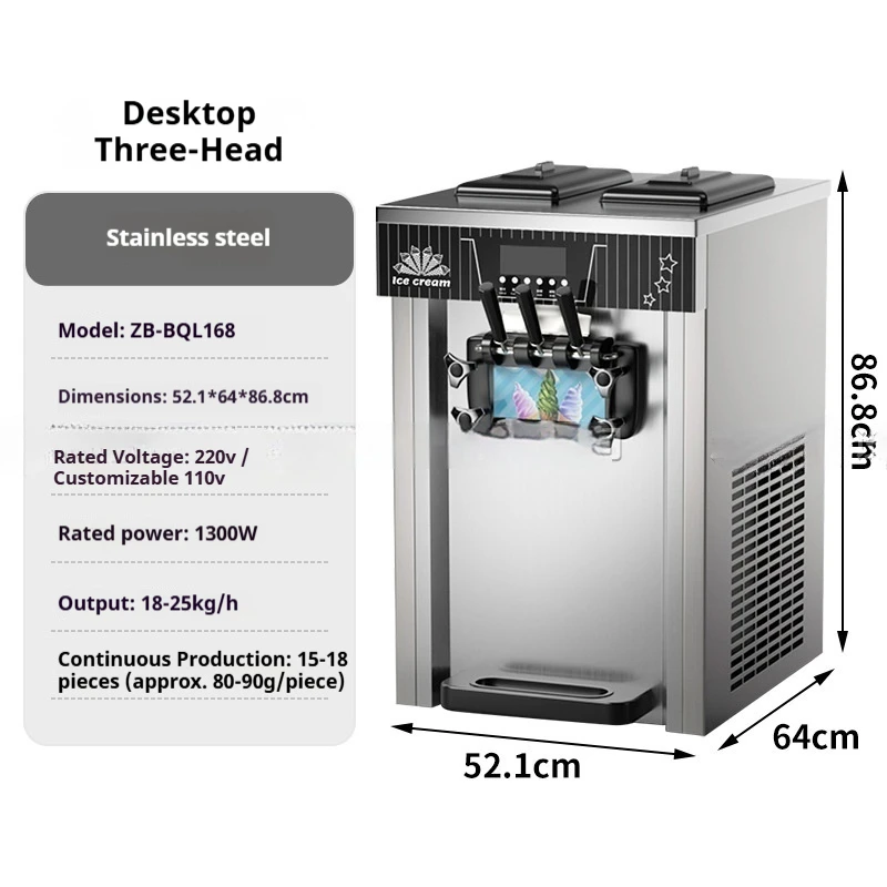 

CE Certified Commercial Small Vertical Stainless Steel Desktop Soft Serve Ice Cream Machine for Home Use