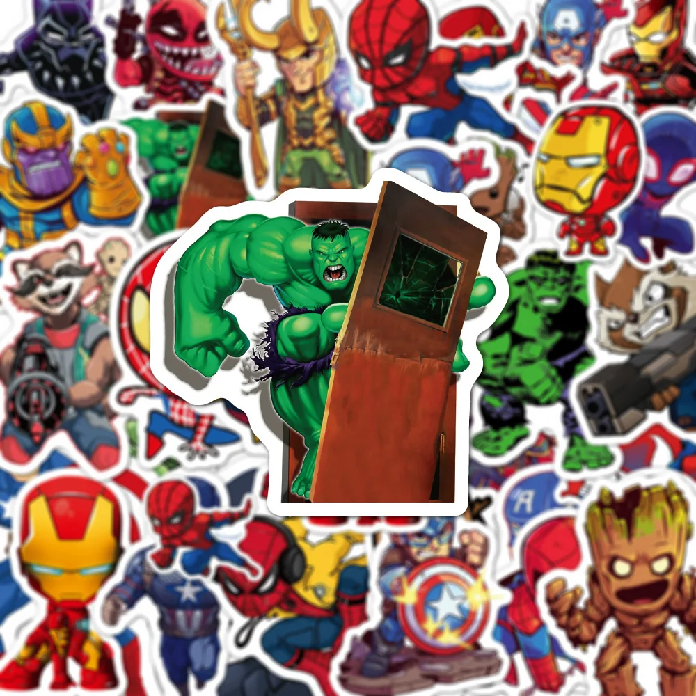 10/30/50/100PCS Disney Marvel The Avengers Cartoon Stickers for Kids Toy Graffiti Laptop Car Skateboard Superhero Cool Sticker