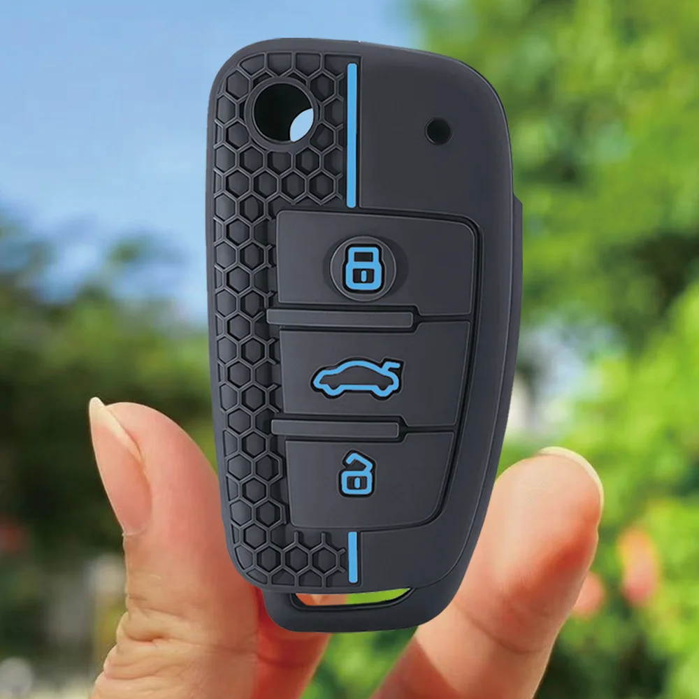 Silicone Key Case Cover Shell for Audi A4 B7 A6 C6 4f 8v A3 8p A1 A3 Accessories Auto Remote Key Holder 3 Button Jacket