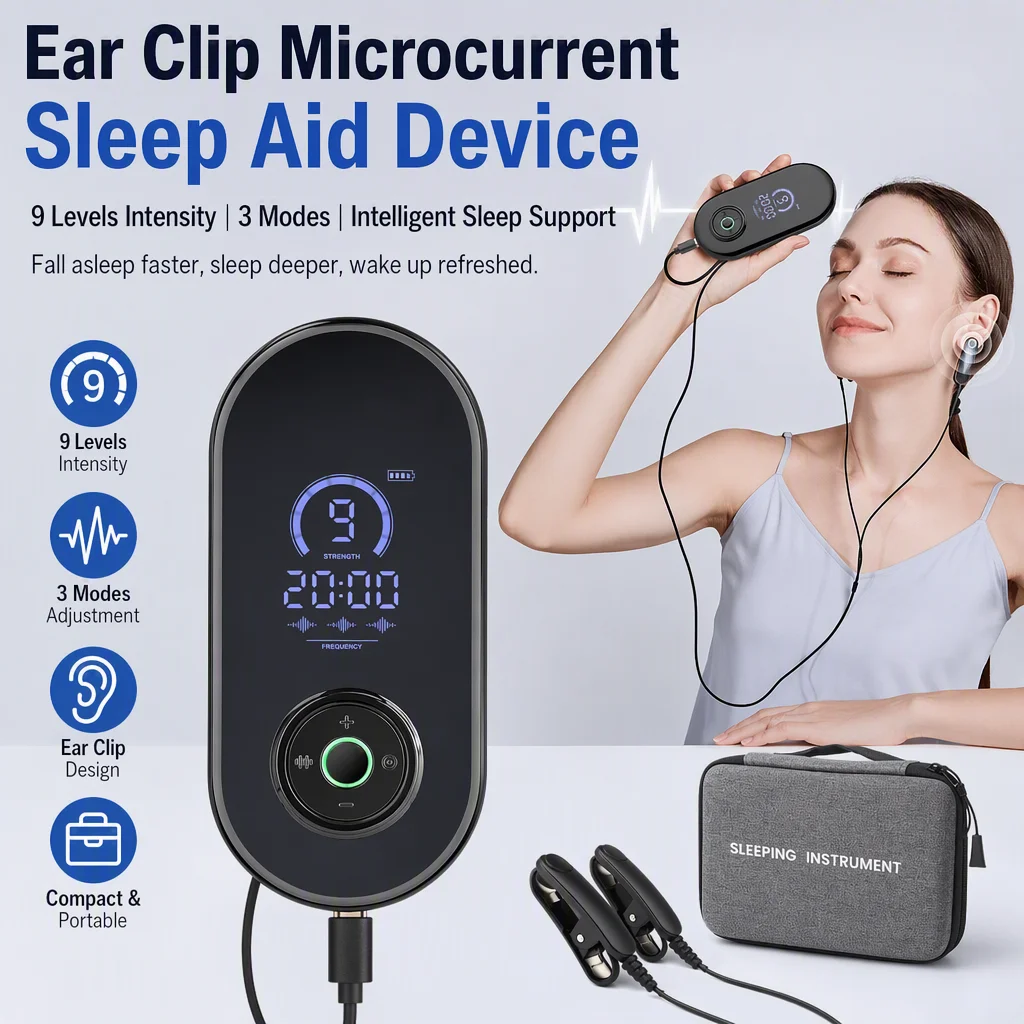 Microcurrent Stimulation CES Sleeping Aid Device for Insomnia Anxiety Depression Migraine - Electrotherapy for Better Sleep