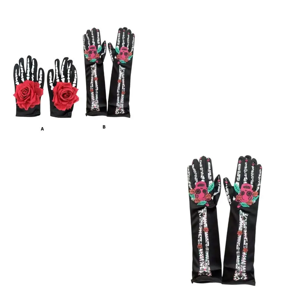 

652F Reusable Halloween Party Gloves Comfortable Soft Polyester Cosplay Accessories For Theme Parties Role Playing Costumes