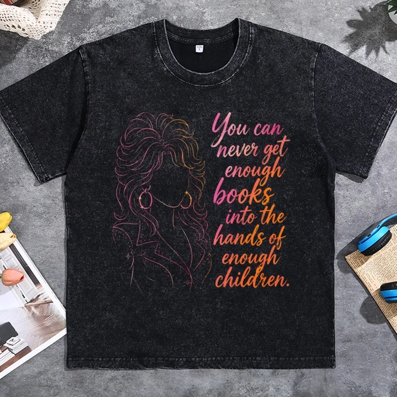 Dolly-Parton Quote T Shirt Woman Country Music T-Shirt Vintage Washed Crewneck Cotton Short Sleeve Tshirts Printed Streetwear