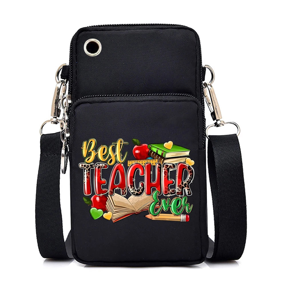 

Сумка для телефона с принтом «Благословенный учитель» для женщин и мужчин, винтажная сумка-кошелек с мультяшным рисунком, модная сумка на запястье, сумка через плечо для учителя