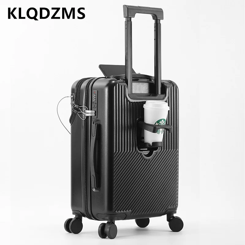 KLQDZMS-Valise d'embarquement pour ordinateur portable, valise à roulettes ABS + PC, bagages de cabine, chargement USB, ouverture avant, 20 po, 22 po, 24 po, 26 po