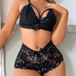 Hot Lace erotische kostuums sexy doorzien damesondergoed diepe V-bh uitgeholde seksondergoed exotische kleding nachtkleding set