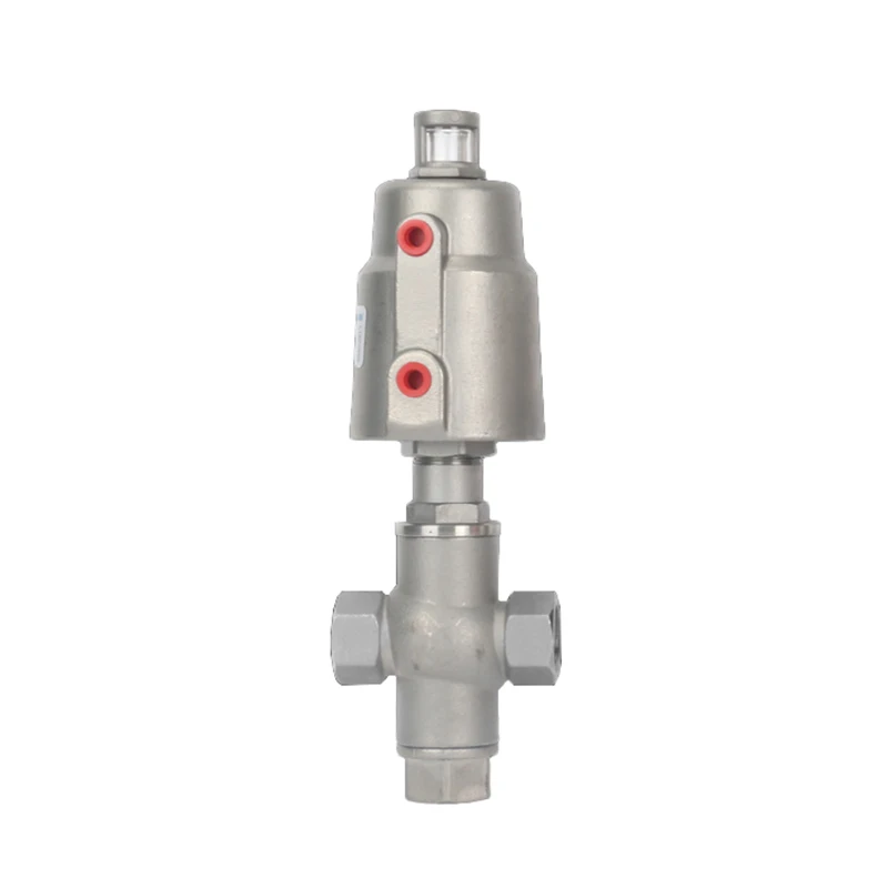 DN15 3 Way Pneumatic Seat Valve 16bar Normally Closed Pneumatic Actuator Angle Seat Valves For Steam Gas Oil