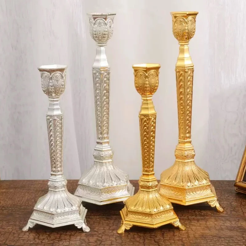 

European Elegance Metal Candle Table Retro Hotel Home Living Room Long Short Style Optional Furniture Decor
