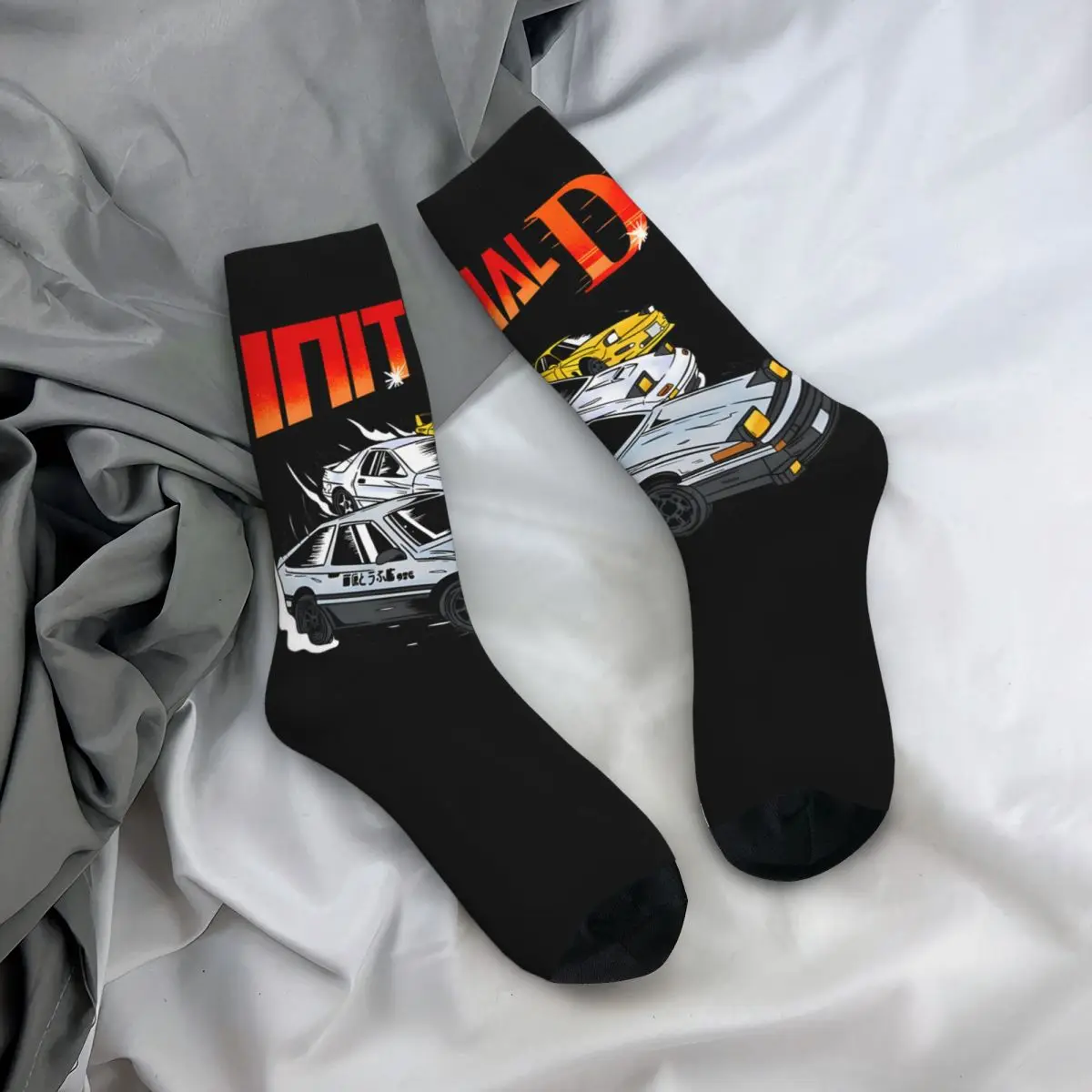 Hip Hop Vintage Initial D Vintage Aufkleber verrückte Herren Kompression socken Unisex Initiale D Harajuku nahtlos gedruckt lustige Neuheit