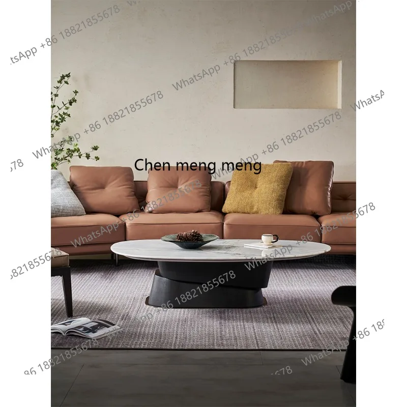 

Italian minimalist marble light luxury square coffee table high-end luxury stone coffee table combination designer