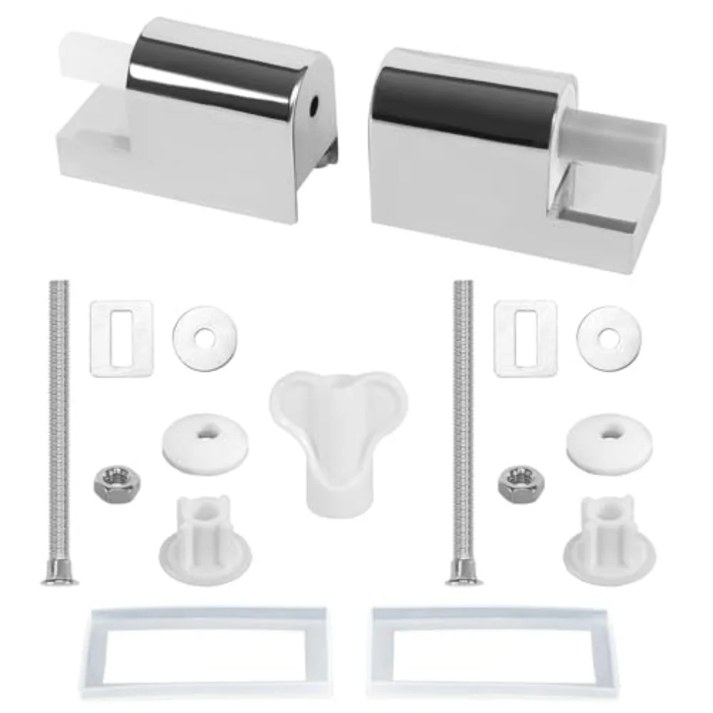 Silver Soft Close Toilet Seat Hinges Metal ABS Plastic For Toilets Easy Install Left Right Replacement Parts