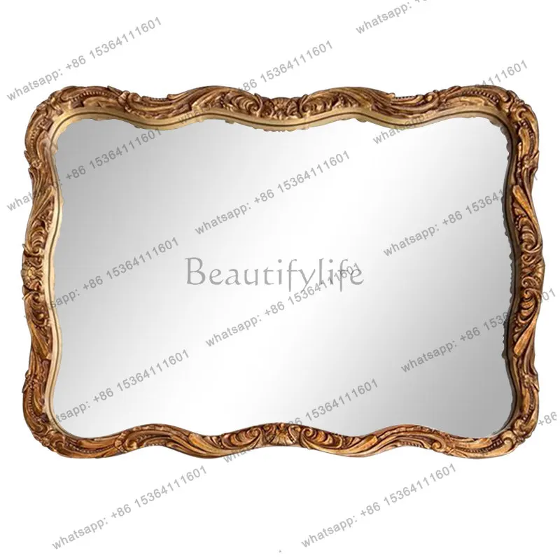 French wall-mounted fireplace decorative mirror bedroom vanity desktop makeup mirror retro bathroom bathroom mirror