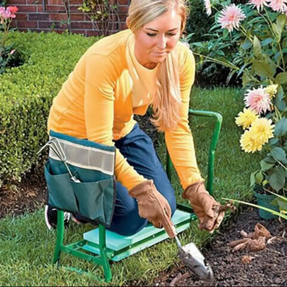 

New Garden Kneeler With Handles Folding Stainless Steel Garden Stool Chair With Kneeling Pad Gardening Accessories Tool Portable