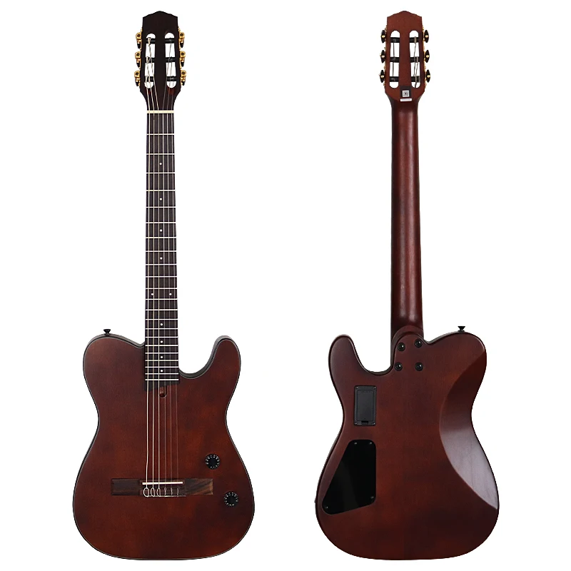 Silent Classical Guitar Acoustic Guitar Active Circuit Solid Wood Body Spruce Top 39 Inch 6 String Matte Nylon String Guitarra