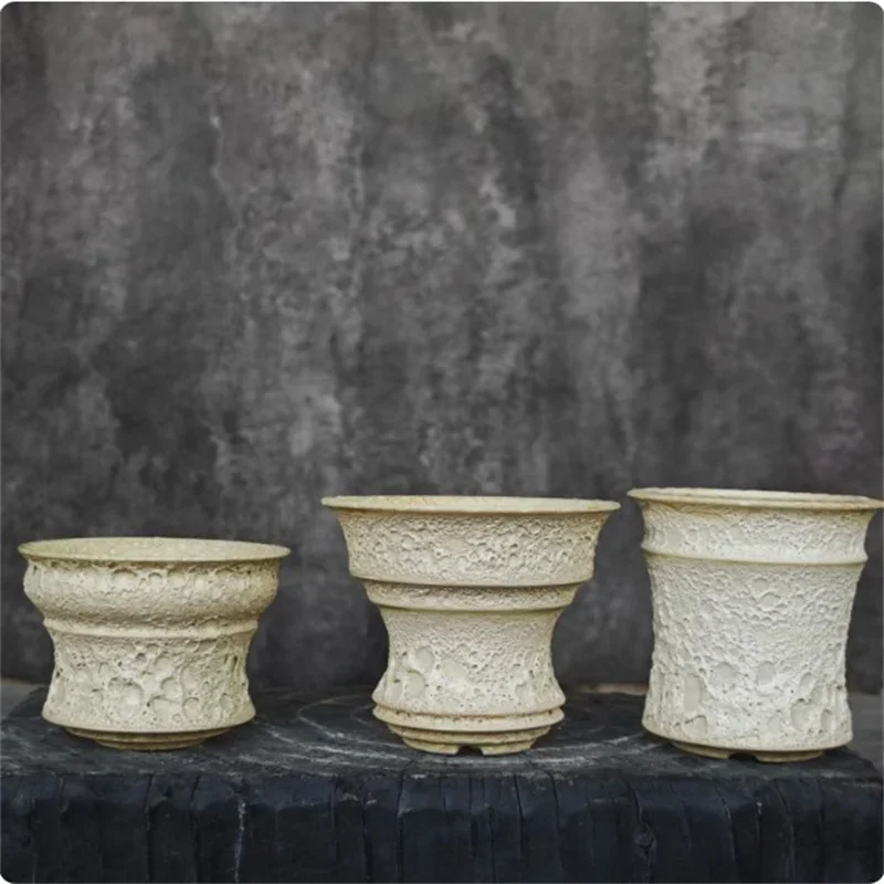 yesBubble Glazed Porcelain Root Crops Pot,Milk White,Home Doecortion Green Plant Pot,Small Flower Vase,Bonsai Plant Pot