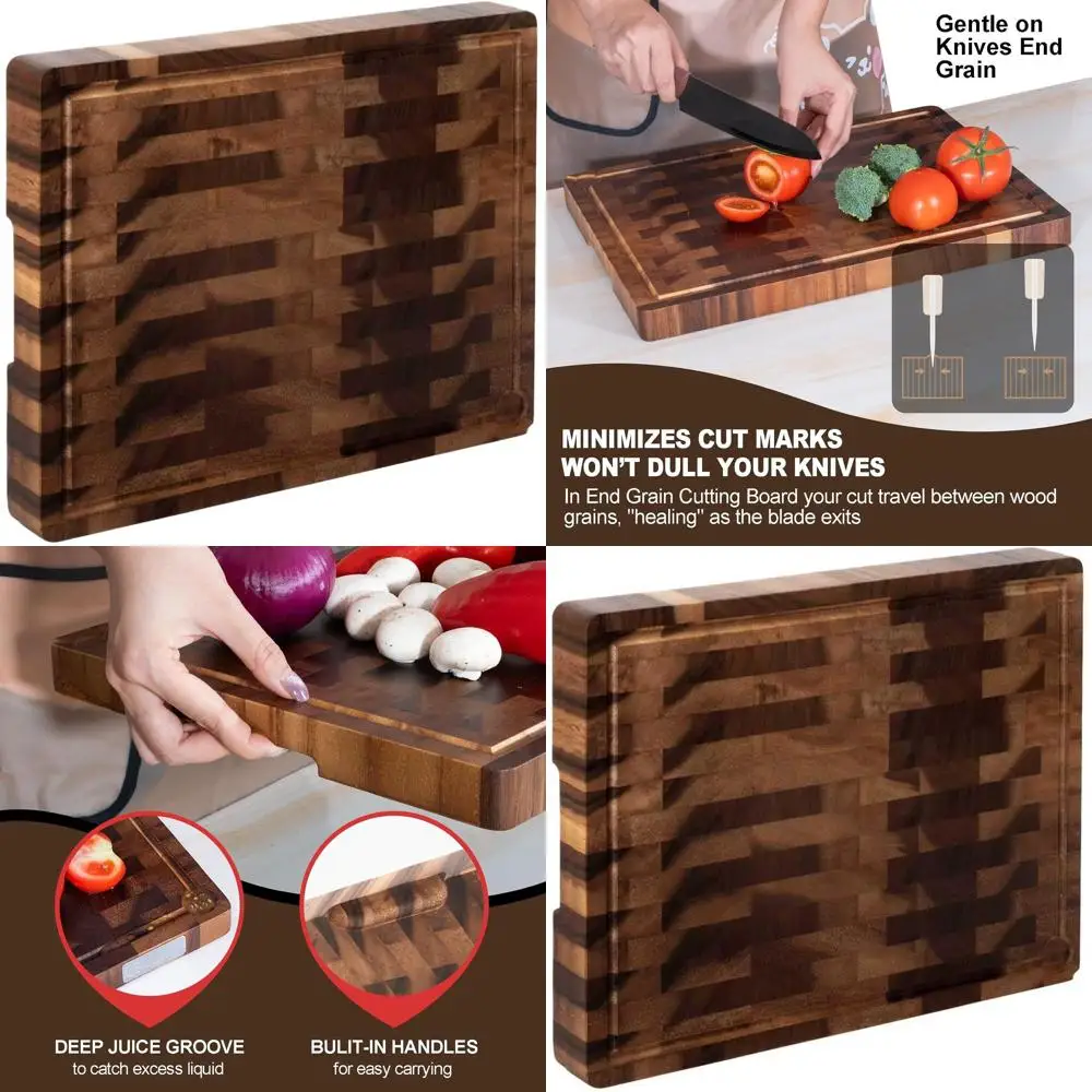 

Кухонная разделочная доска с концом ореха, 17x13x1,2, с пазом для сока и встроенной ручкой