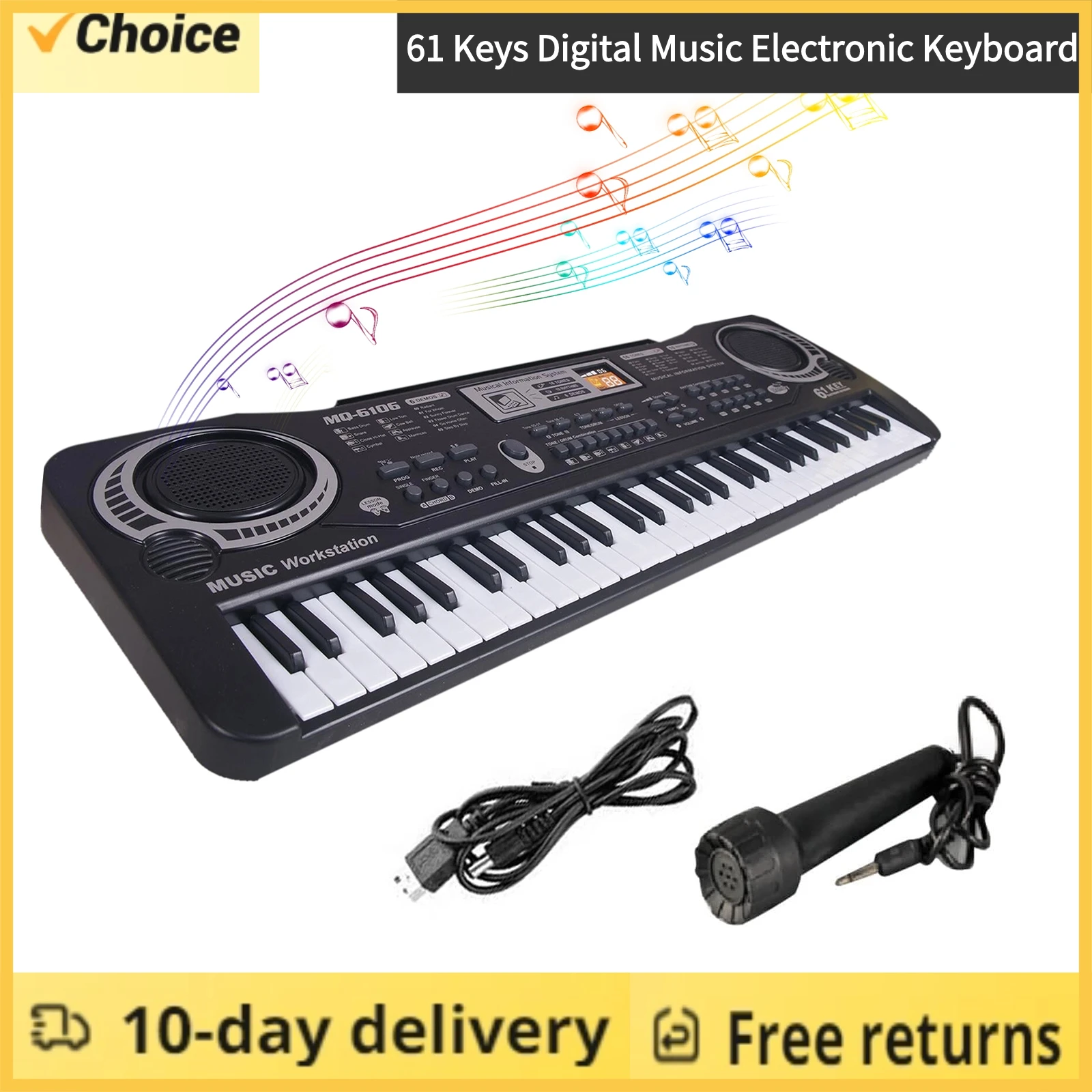 61 Keys Black Digital Music Electronic Keyboard KeyBoard Electric Piano Kids Gift Musical Instrument