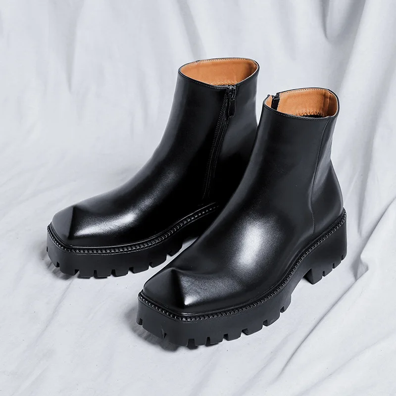 

мужские ботинки «Челси», брендовая дизайнерская обувь, платье для ночного клуба, оригинальные кожаные ботинки с острым носком, красивые мужские ботинки до щиколотки на платформе