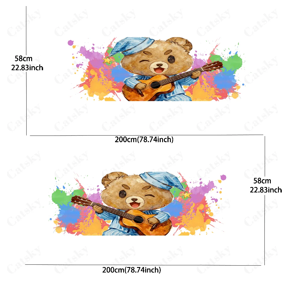 Cute pajama teddy bear creative pattern stickers for car body and door side, fashionable stickers, two pieces of decoration suit