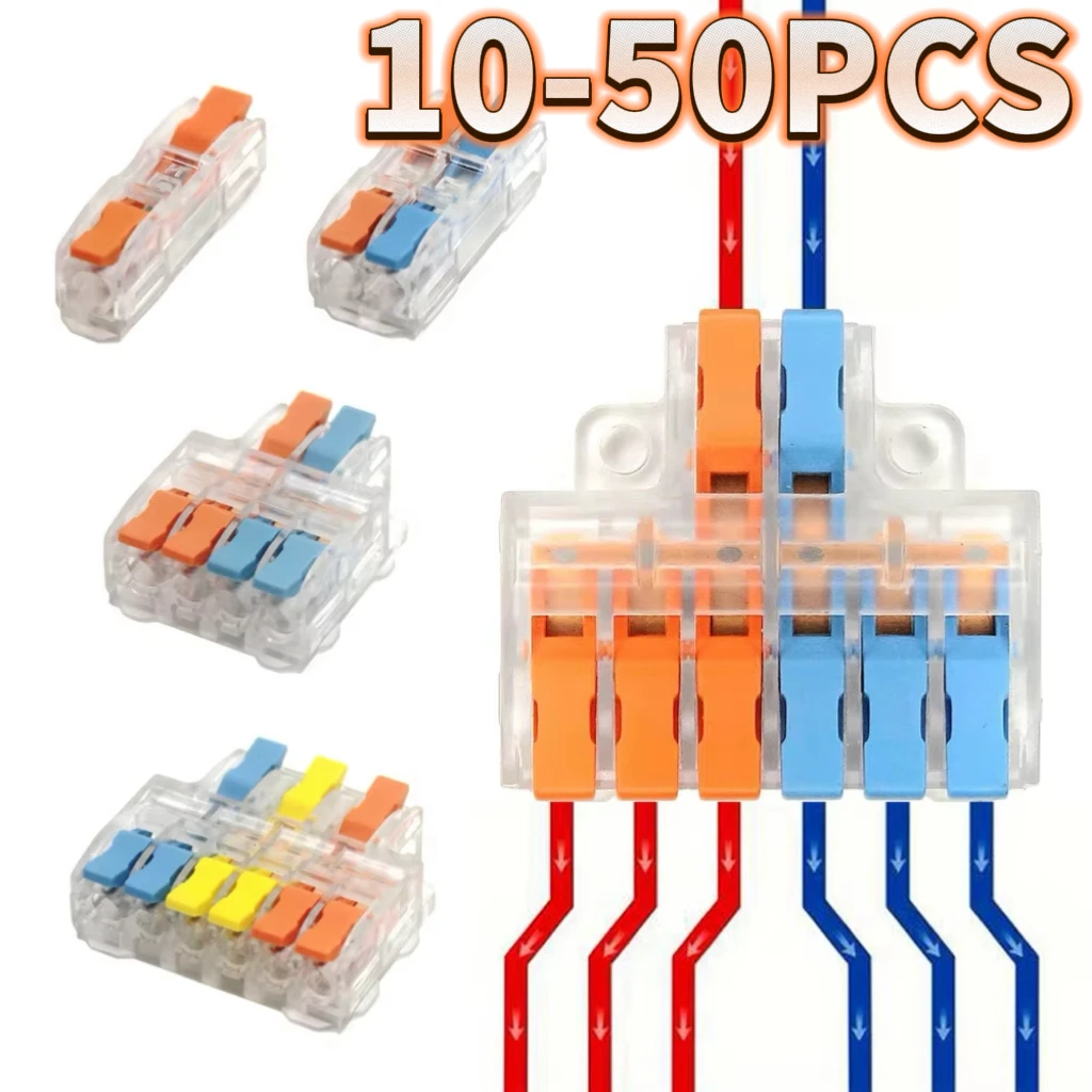 Mini Fast Wire Connectors Universal Compact Lever Nut Crimp Splitter Push-in Electrical Conductors Home Wiring Terminal Block