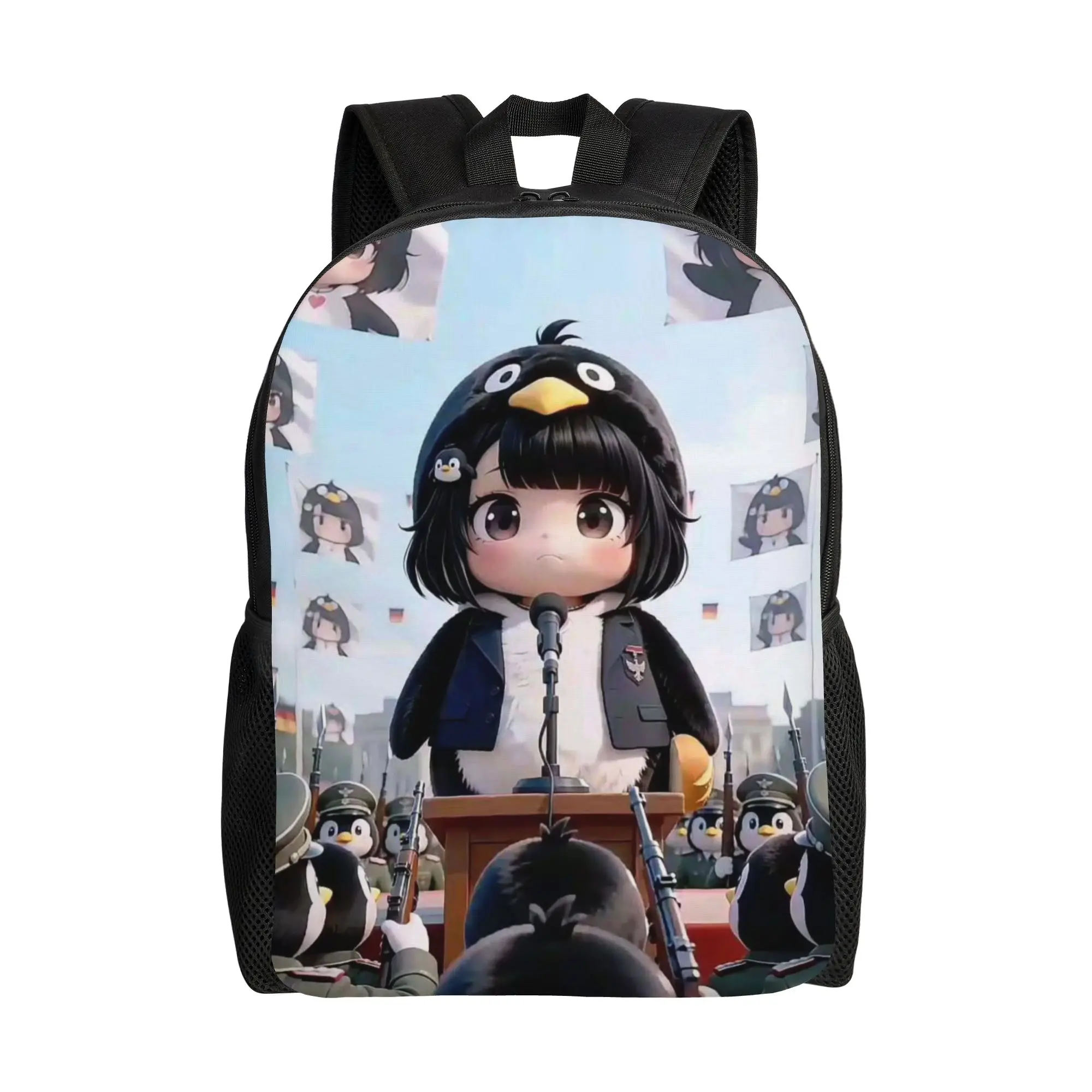 Backpack Back to school season gugu gaga Chibi Penguin Girl Speech Collage Retro Cartoon Poster  Multi-Function Backpack