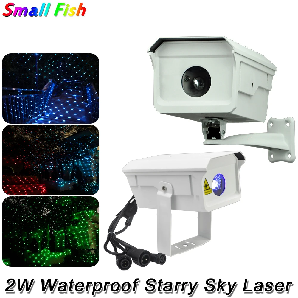 2W Waterproof Starry Sky Laser Projector Full Color Beam Line With Remote Control Stage Disco DJ Bar Party Outdoor Scaning Laser