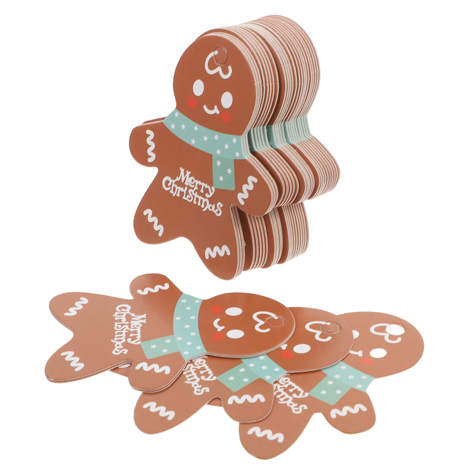 50pcs Gingerbread Man Christmas Hanging Tags – Kraft Paper Reusable Gift Labels for Doors Windows Trees