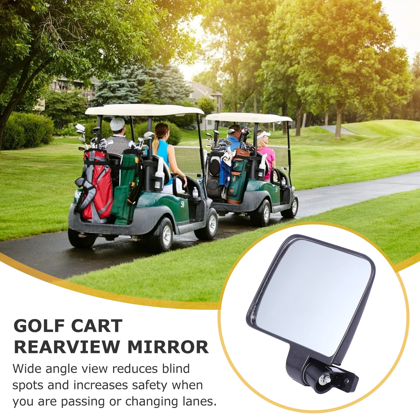 

2pcs Golf Cart Reversing Mirror Durable Wide Angle Observation Glass Adjustable Car Rearview Mirror Fits All Cars