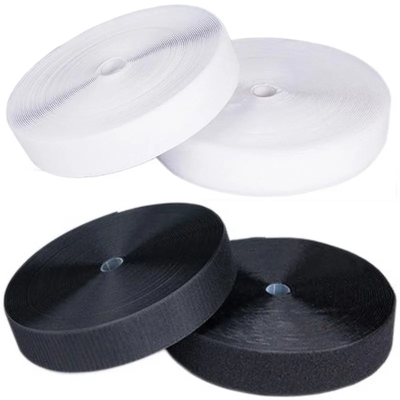 

25Meter/lot Adhesive Fastener Tape Sew-On Hook and Loop Black White Magic Tape No Glue Sewing Accessory 16/20/25/30/38/50/100mm