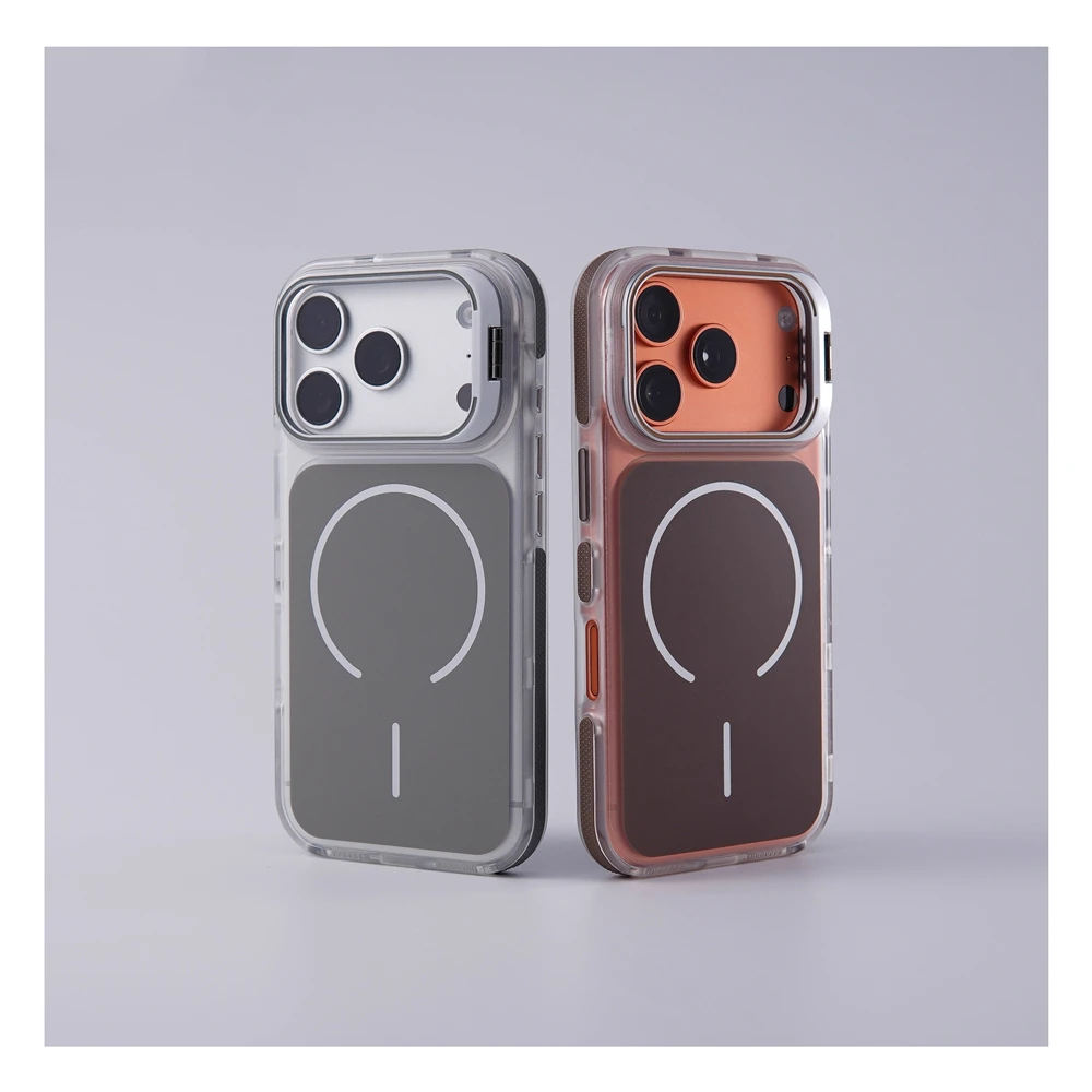 Luxuriöse Matte Stoßfeste Magnetische Schutzhülle für iPhone 18 17 Pro Max 16 15 14 Plus 13 12 mit Magsafe Objektivschutz und Ständer – Detail 1